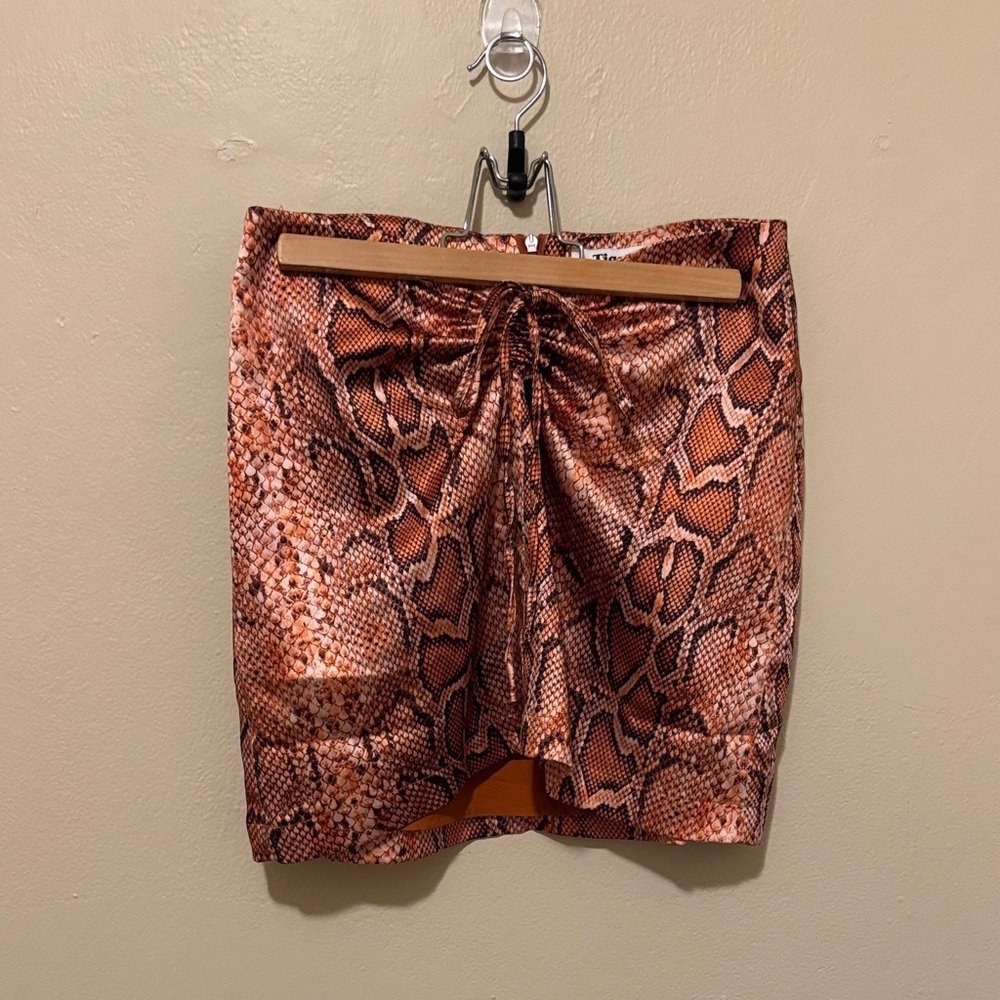 Tiger Mist Brown Snake Print Mini Skirt